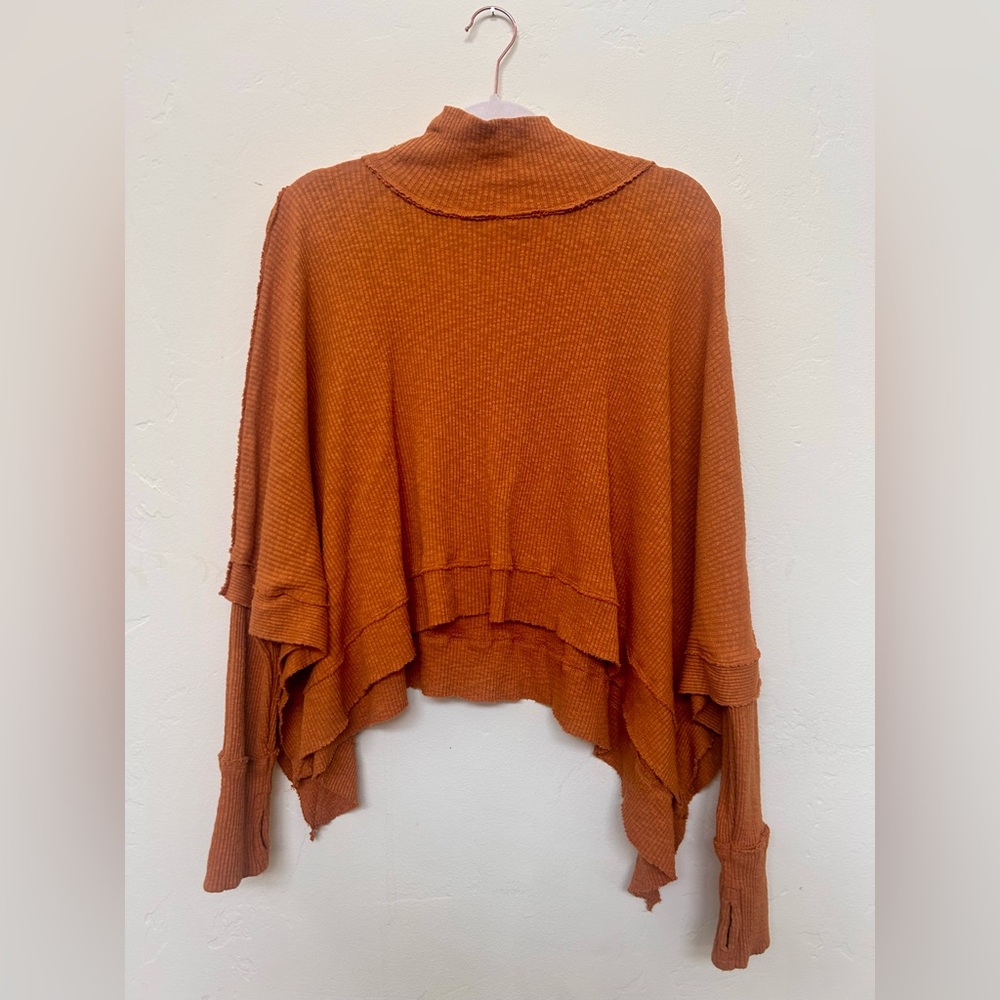 Free People Terracotta Cowl Neck Sweater
